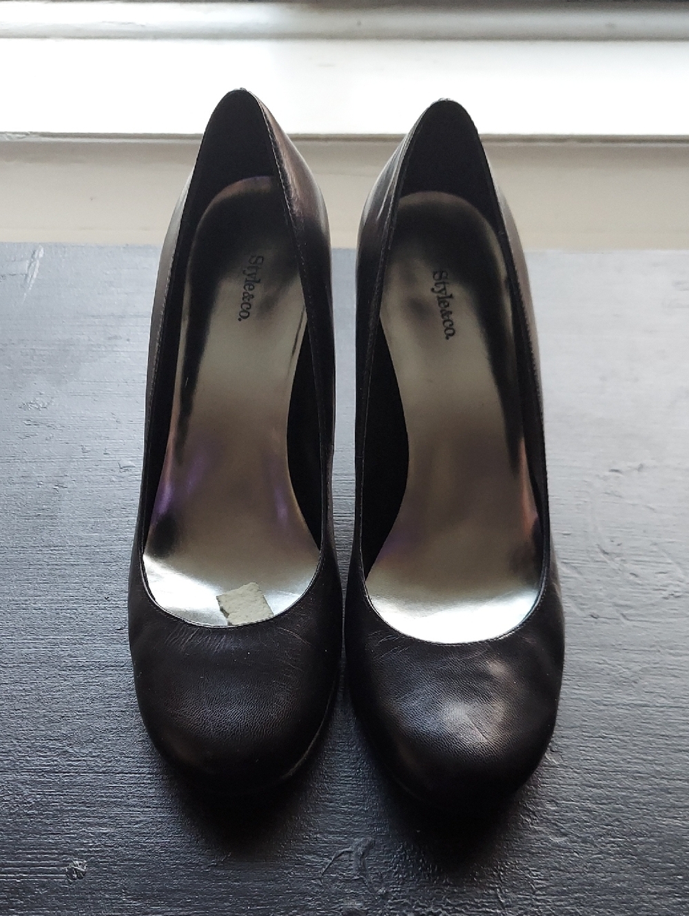Style & Co. Pamela Size 9.5 Womens Black Round-Toe High Heels